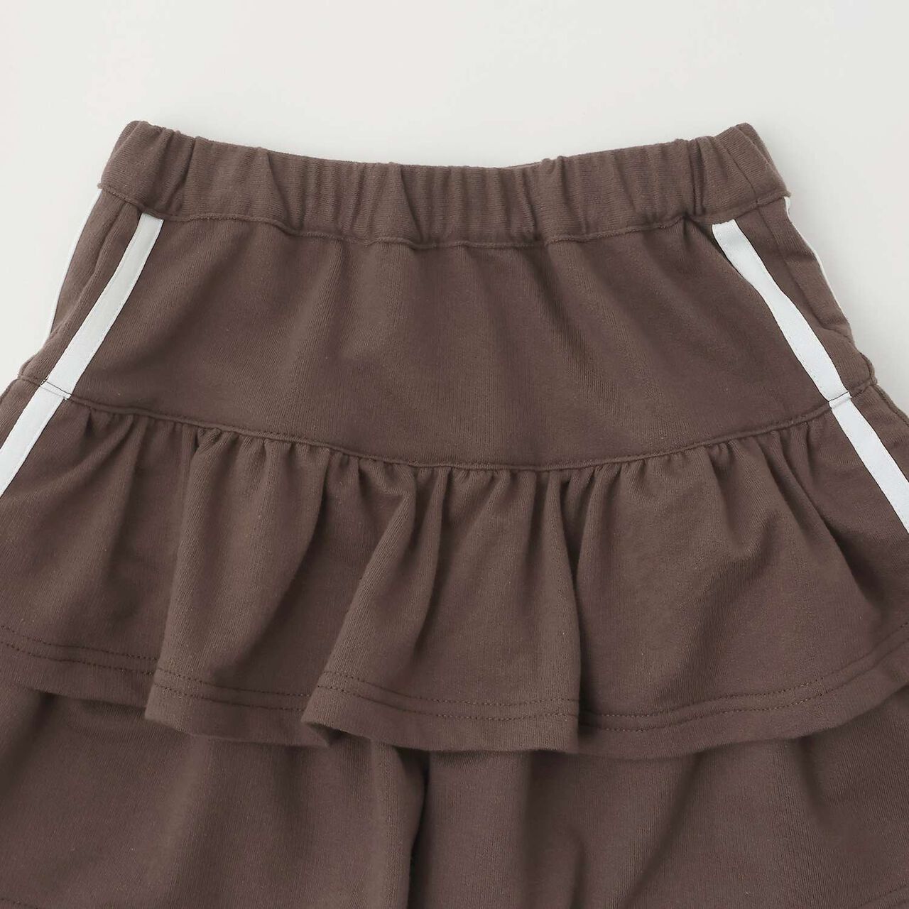 Lightweight French Terry Tiered Skirt-Shorts,Dark brown, large image number 2