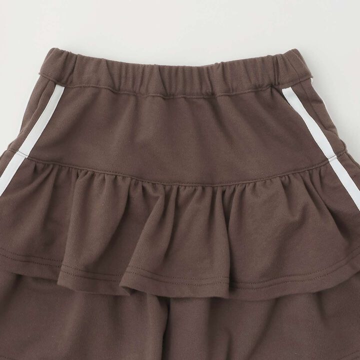 Lightweight French Terry Tiered Skirt-Shorts,Dark brown, medium image number 2