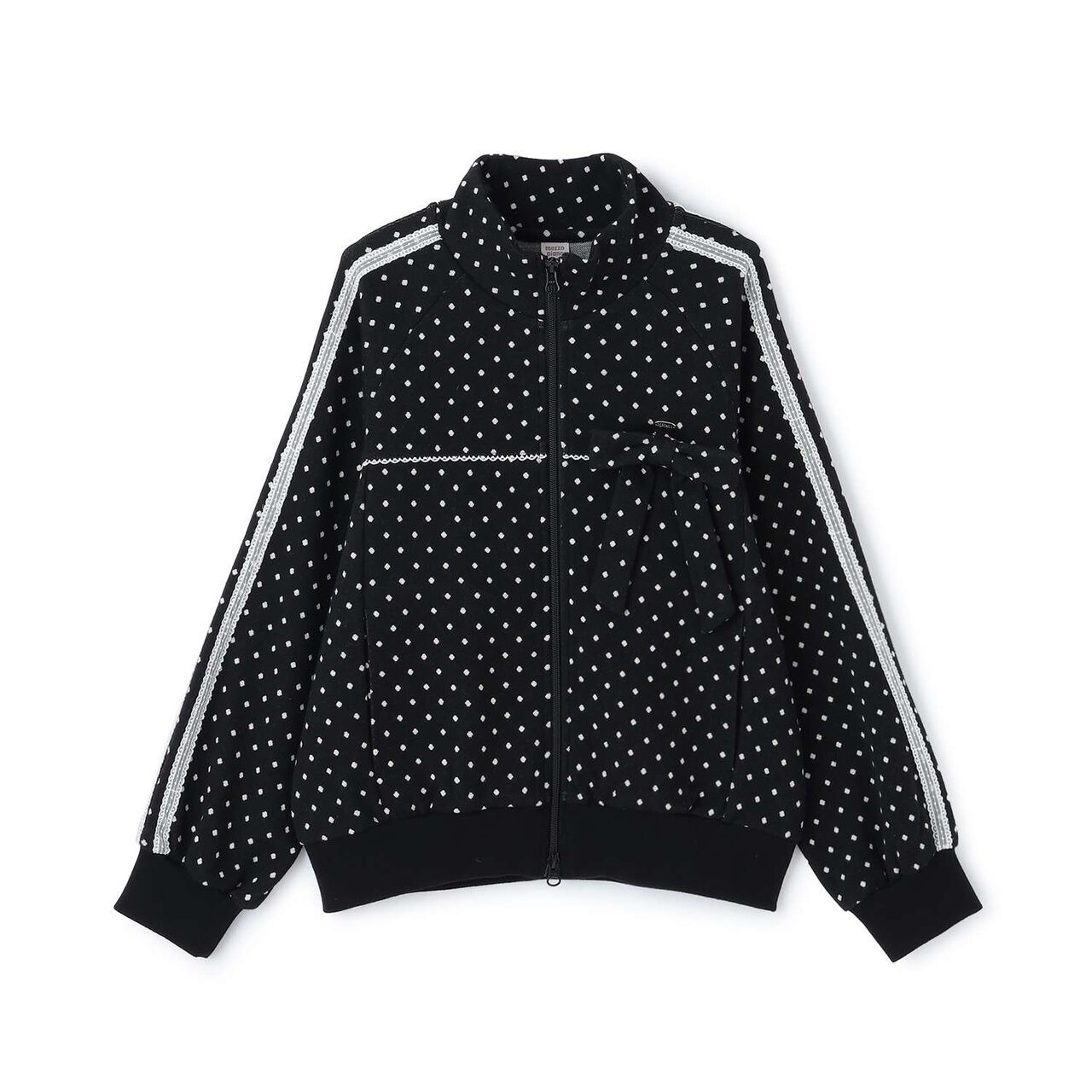Dot Jacquard Jacket (with Ribbon Brooch),Black, large image number 0