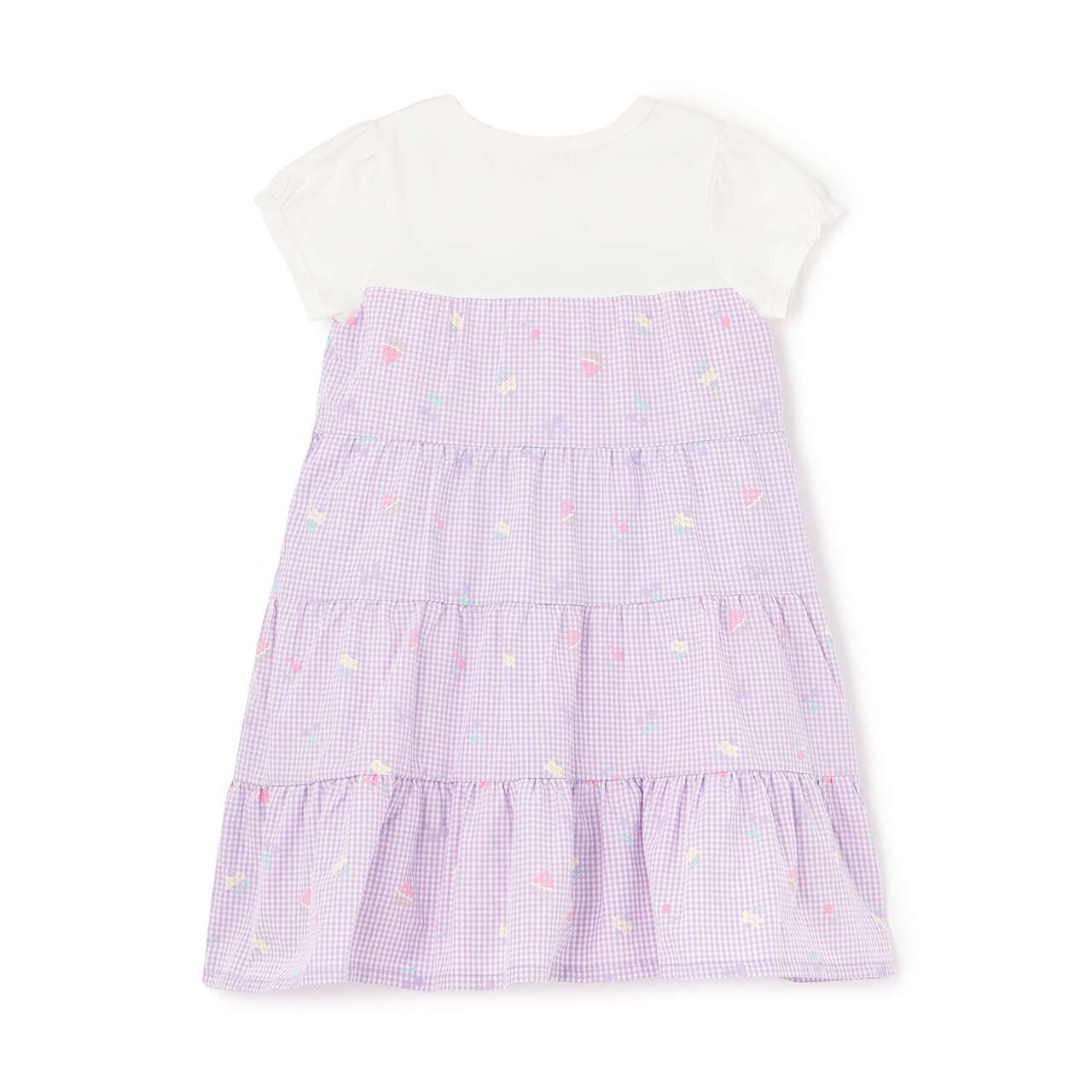 Pre-Dyed Check Foam Print Tiered One-Piece,Lavender, large image number 1