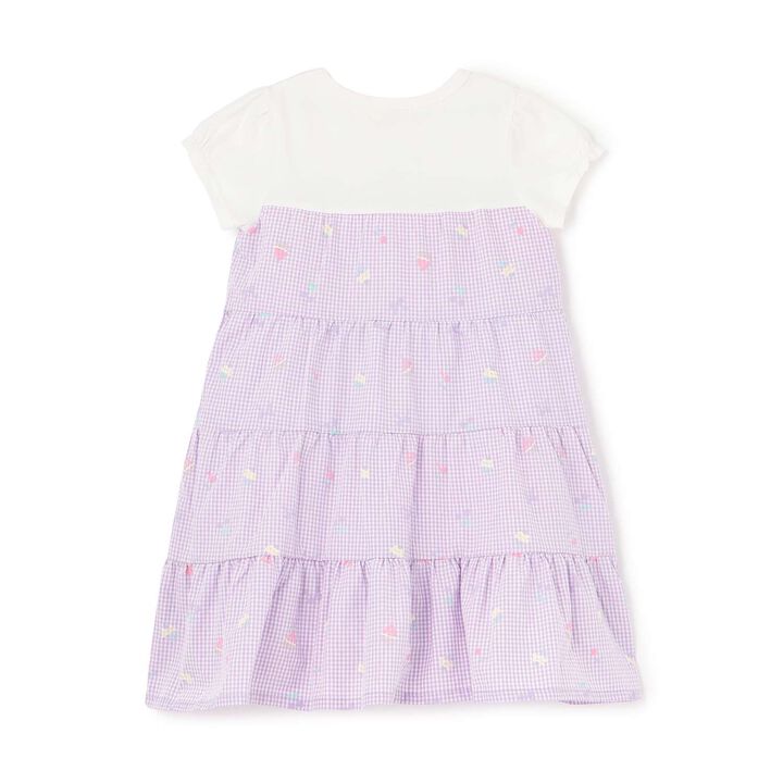 Pre-Dyed Check Foam Print Tiered One-Piece,Lavender, medium image number 1