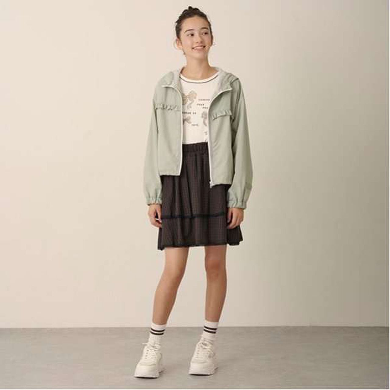 Tiered Frill Skirt with Shorts,Gray, large image number 34
