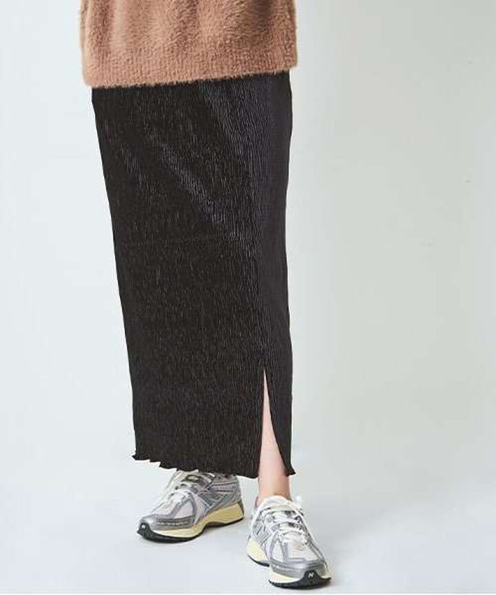 Velour Pleated Skirt,Blue gray, medium image number 1