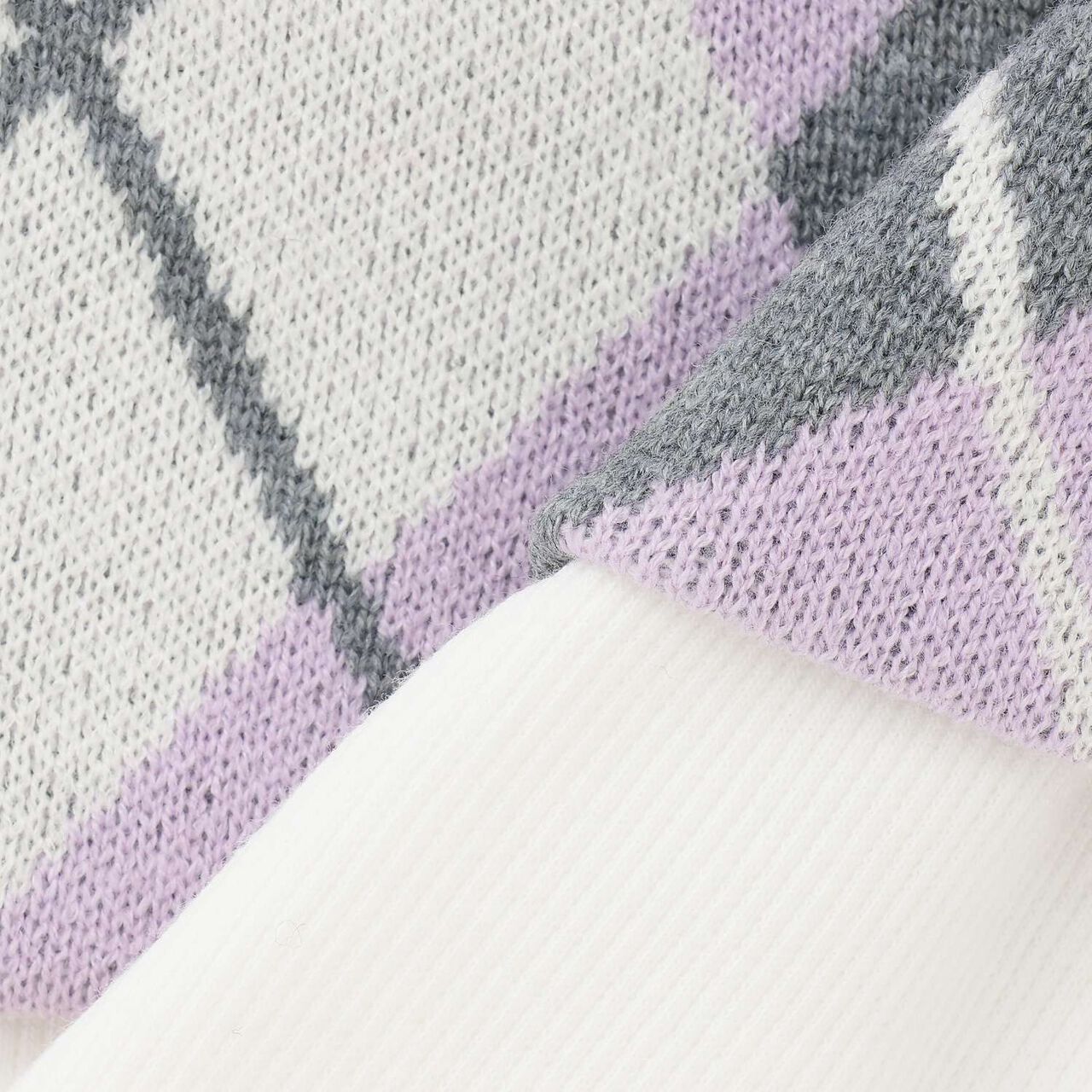[Machine Washable] Argyle Cardigan with Inner Top,Lavender, large image number 8