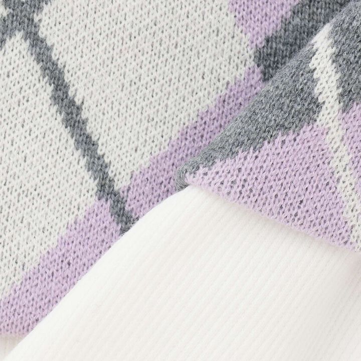 [Machine Washable] Argyle Cardigan with Inner Top,Lavender, medium image number 8
