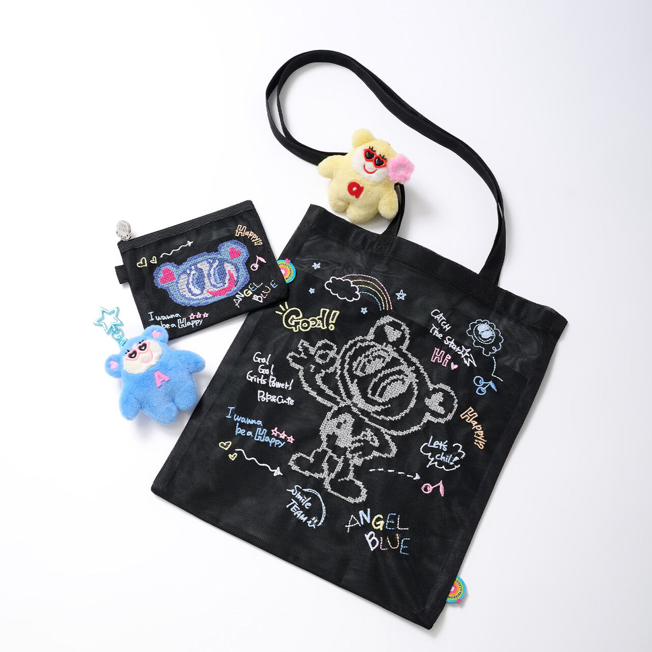 Mr. Nakamura Embroidered Mesh Tote Bag,Black, large image number 10