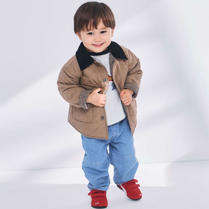 [Reversible] Check Quilted Jacket,Brown, medium image number 2