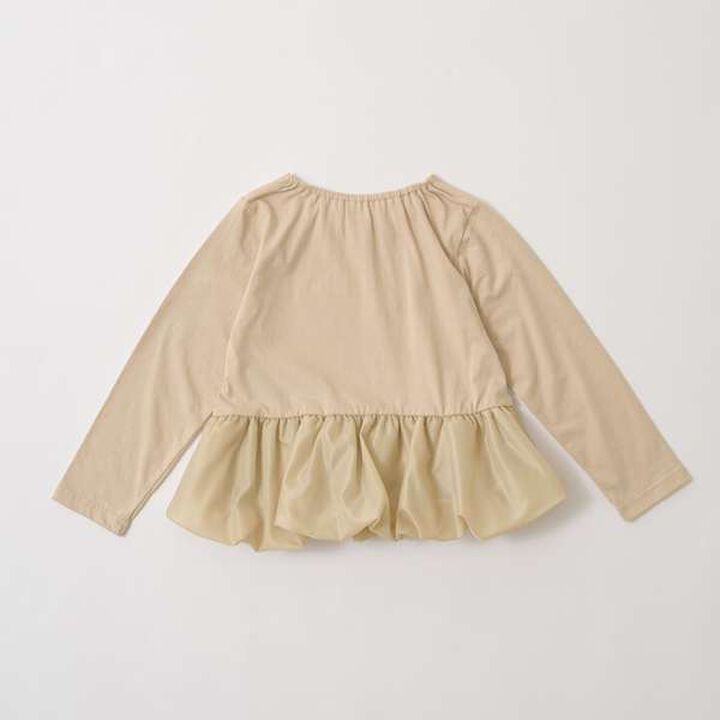 Non-Deforming Neck Balloon Peplum T-Shirt,Navy, medium image number 10