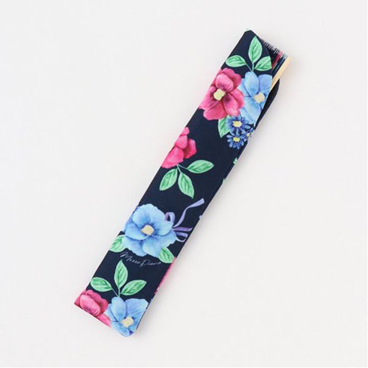 Camellia Pattern Folding Fan,Navy, medium image number 5