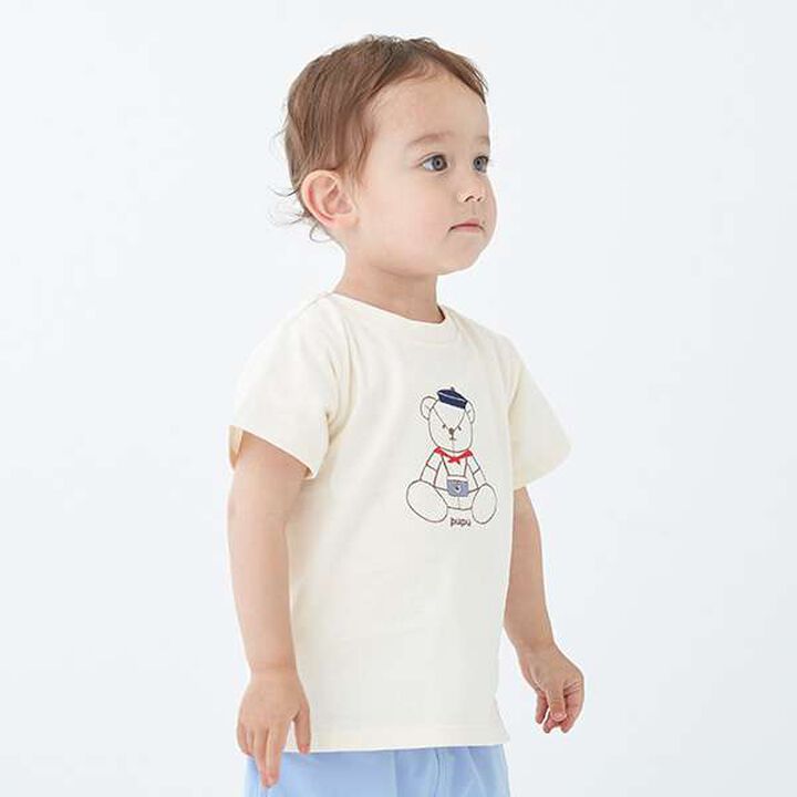 [Link] Quick-Dry Embroidery Half T-Shirt (Kids),Cream, medium image number 12