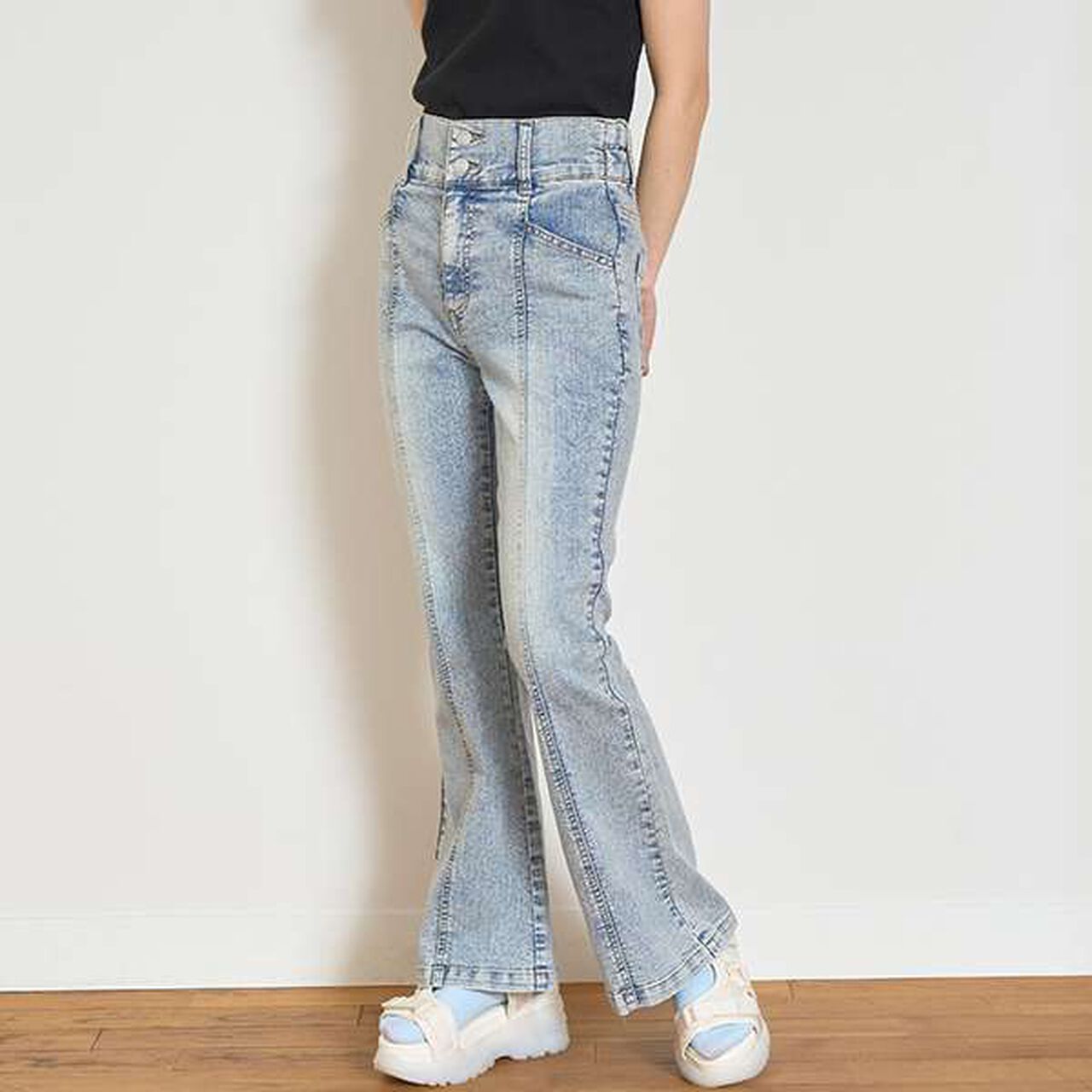 [Cool Touch] Style-Up Flare Denim,Blue, large image number 2