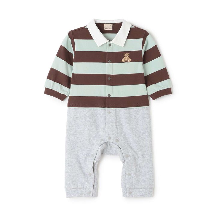 Link Stripe Pattern Long-Sleeve Romper,, medium