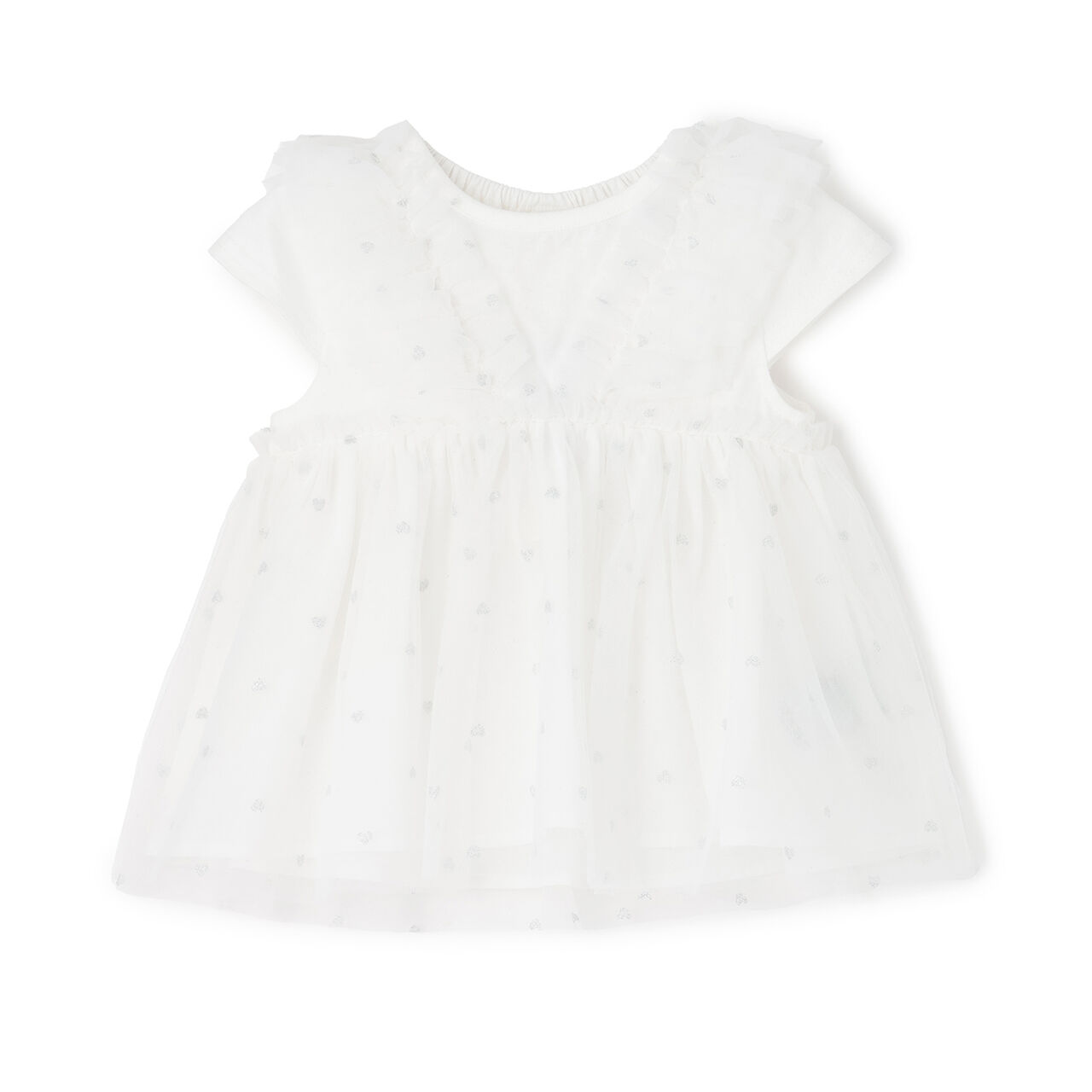 Link Tulle Frill Tunic,Off white, large image number 3