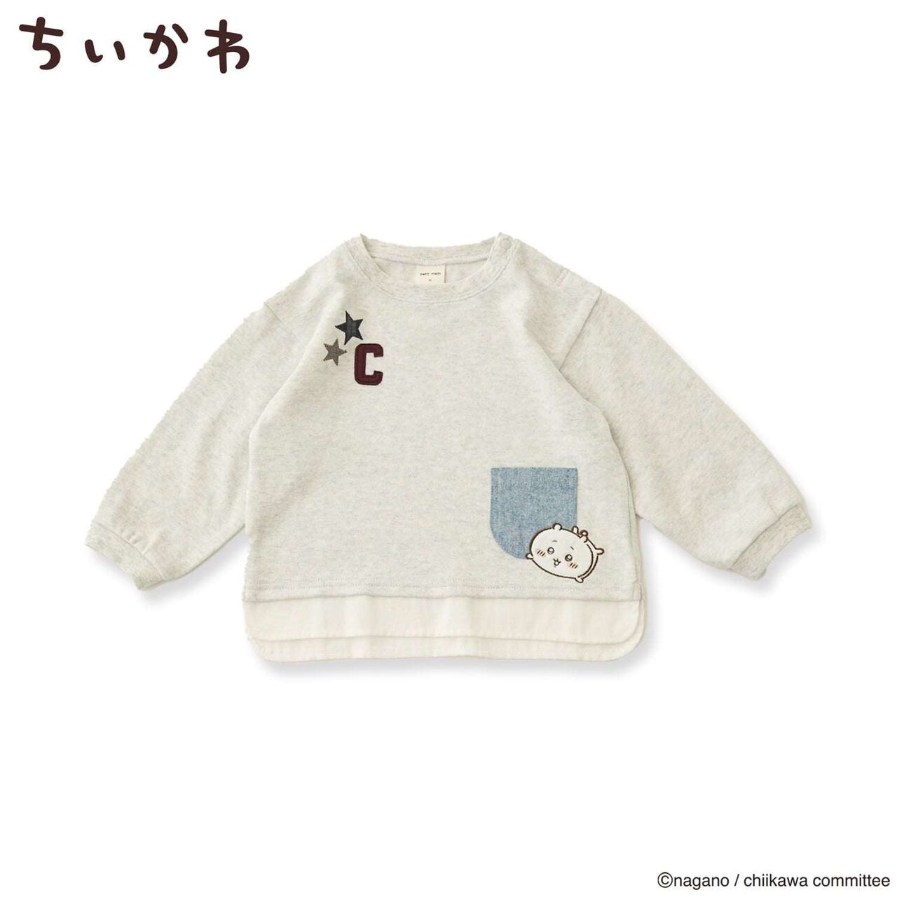 [Anime Chiikawa] Star Logo Appliqu&eacute; Pocket T-Shirt,Light blue, large image number 7