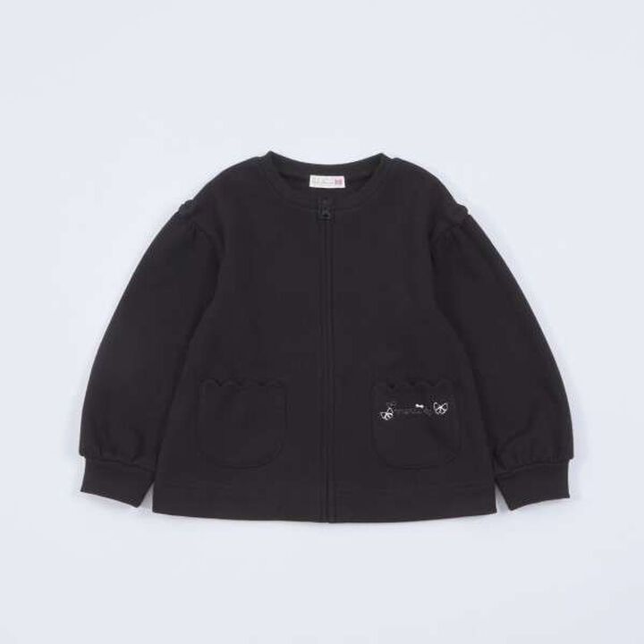 KP Scallop Trim Pocket Shaggy Lining Zip-Up (90-140),Black, medium image number 2