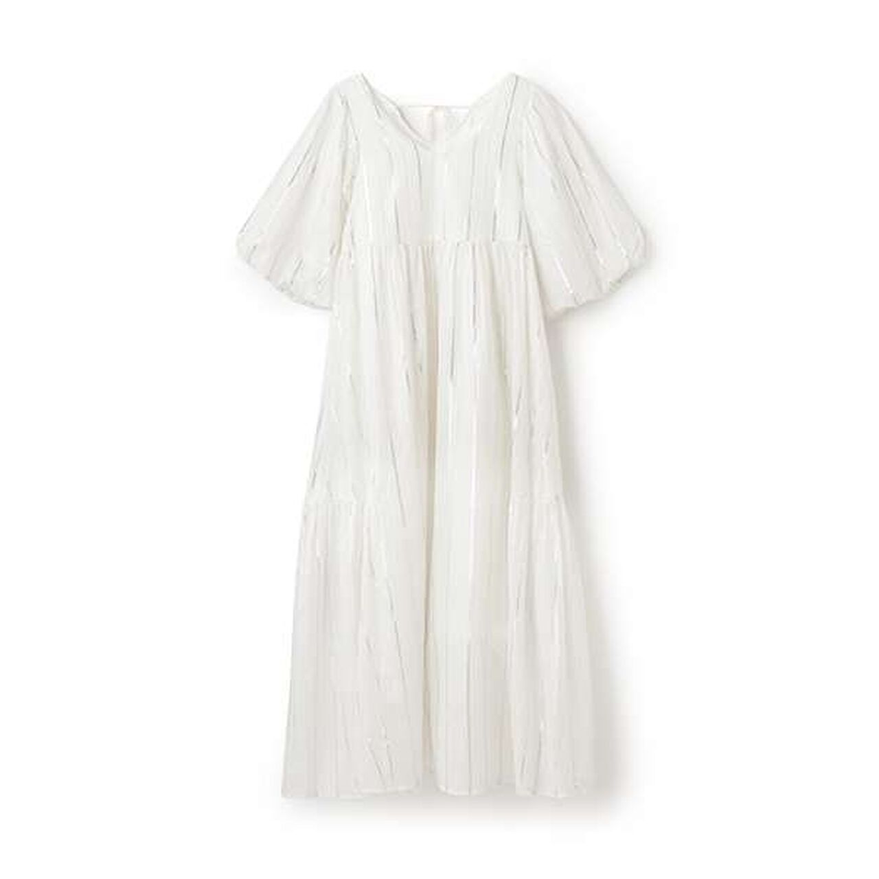 [Link] Lame Stripe & Floral Pattern One-Piece Dress,Off white, large image number 0