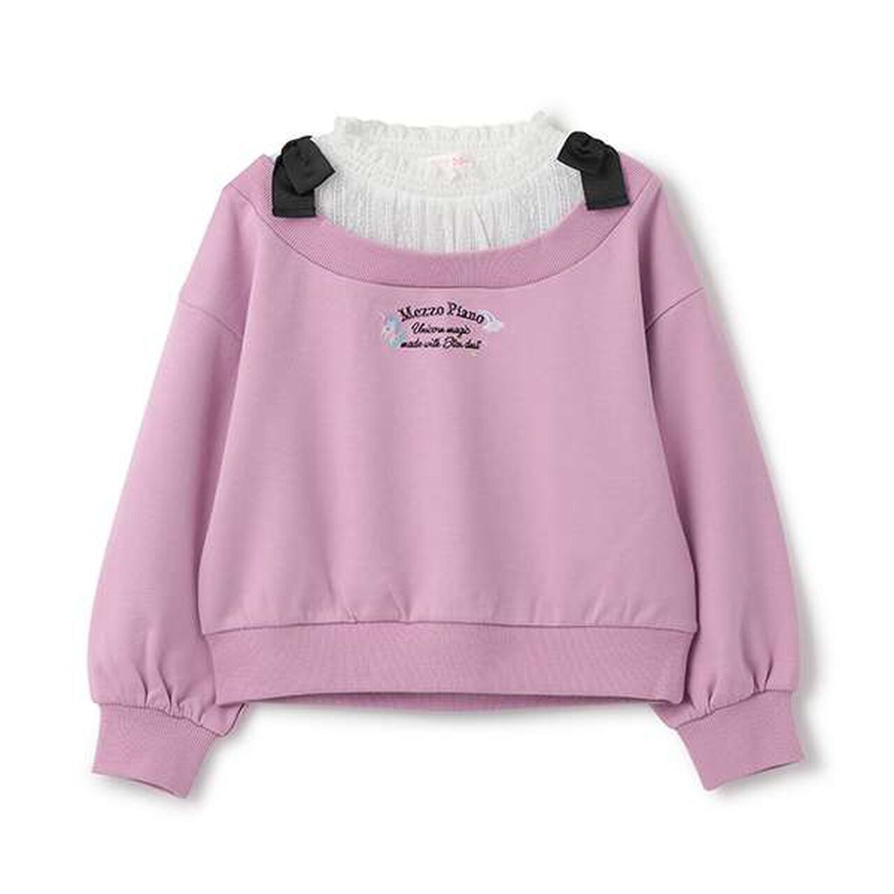 Shoulder Ribbon Layered Sweater,Lilac, large image number 0