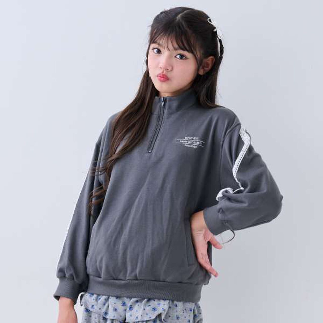 Half Zip Parka,Blue gray, large image number 12