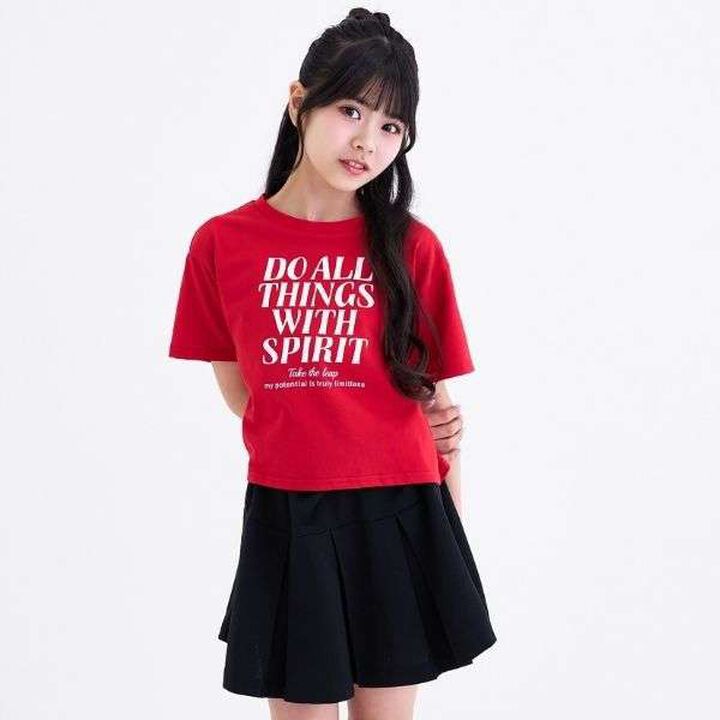 [3way Cool Touch] Logo Short-Sleeve T-Shirt & Pleated Skirt Outfit Set,Smoke white, medium image number 3