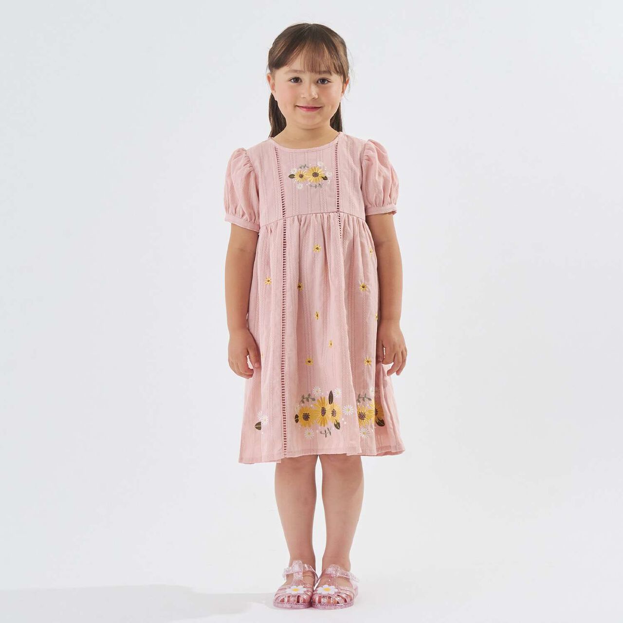 Sunflower Embroidered One-Piece Dress,Off white, large image number 3
