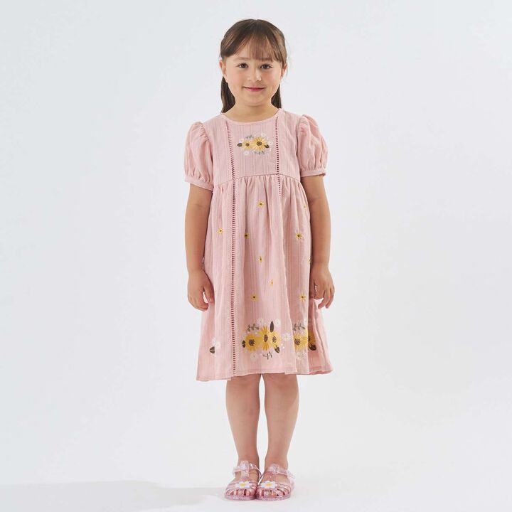 Sunflower Embroidered One-Piece Dress,Off white, medium image number 3