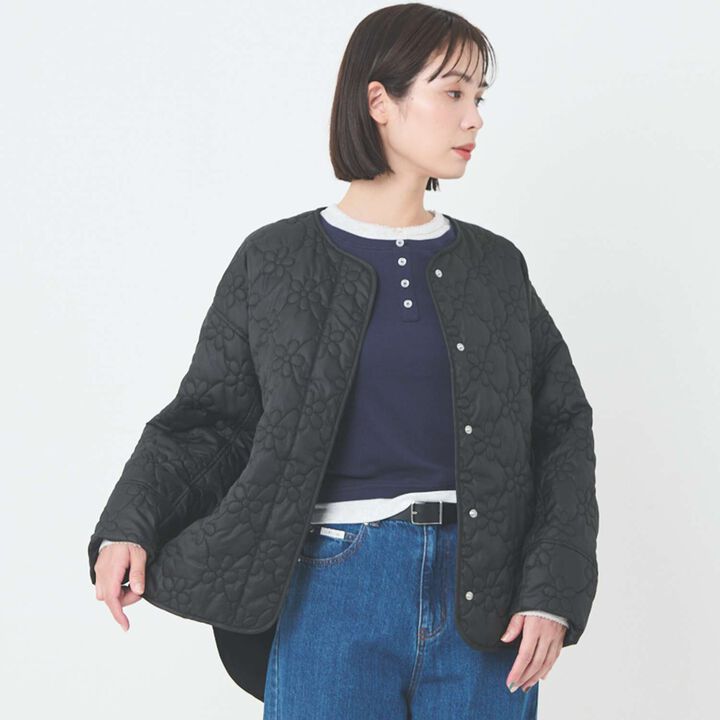 [Parent-Child Matching / Water-Repellent] Quilted Jacket,Black, medium image number 0