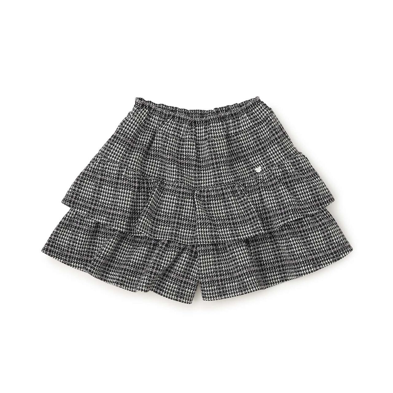 Checkered Jacquard Tiered Culotte Skirt,Black, large image number 0
