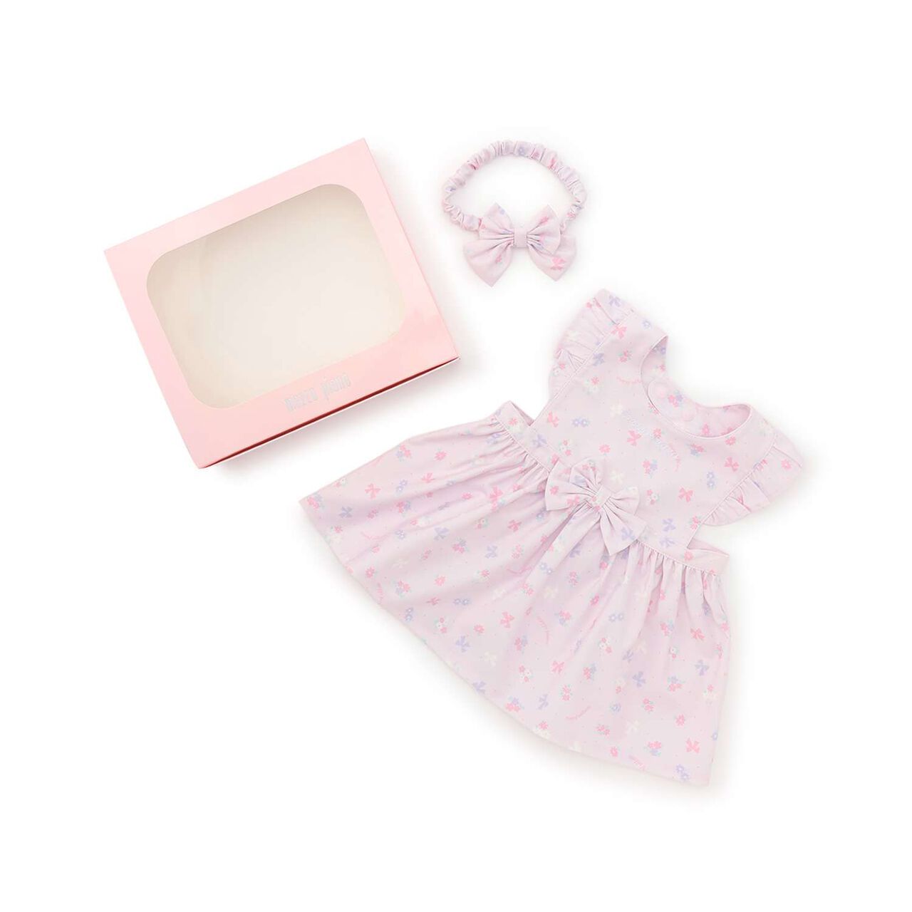 [Box Included] Flower Ribbon Pattern Apron & Headband Set,Off white, large image number 9