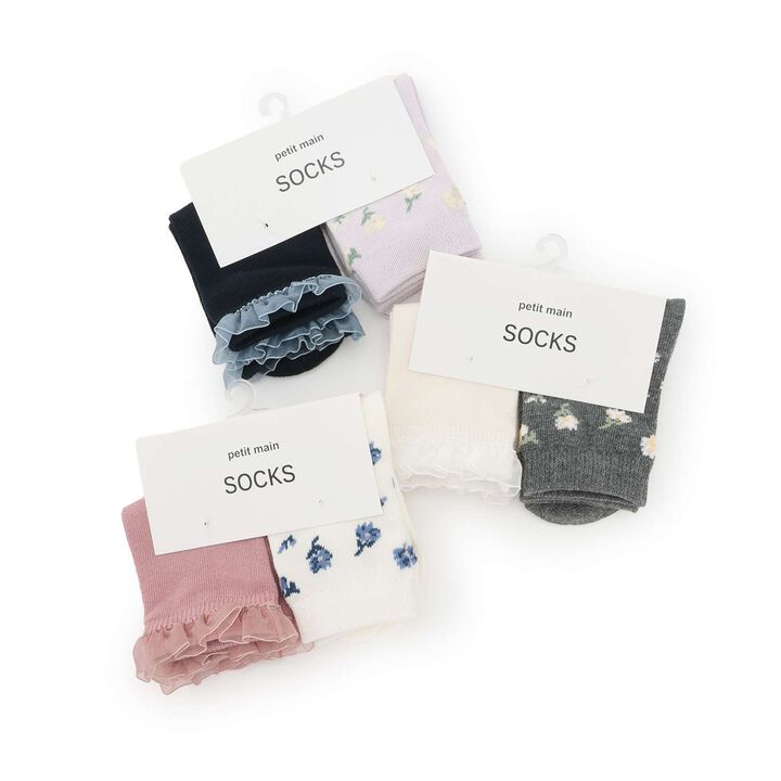 Floral Pattern Crew Socks 2-Pack,Lavender, medium image number 5