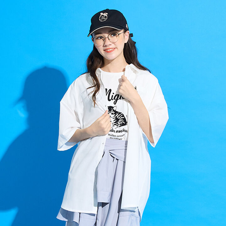 [New Colors Added Due to Popular Demand] [AMI] 5-Minute Sleeve Big Shirt x Compact T-Shirt,Off white, medium image number 5
