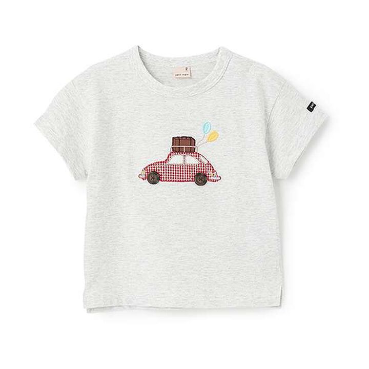 Appliqu&eacute; Car Pony Short Sleeve T-Shirt,Smoke white, medium image number 0