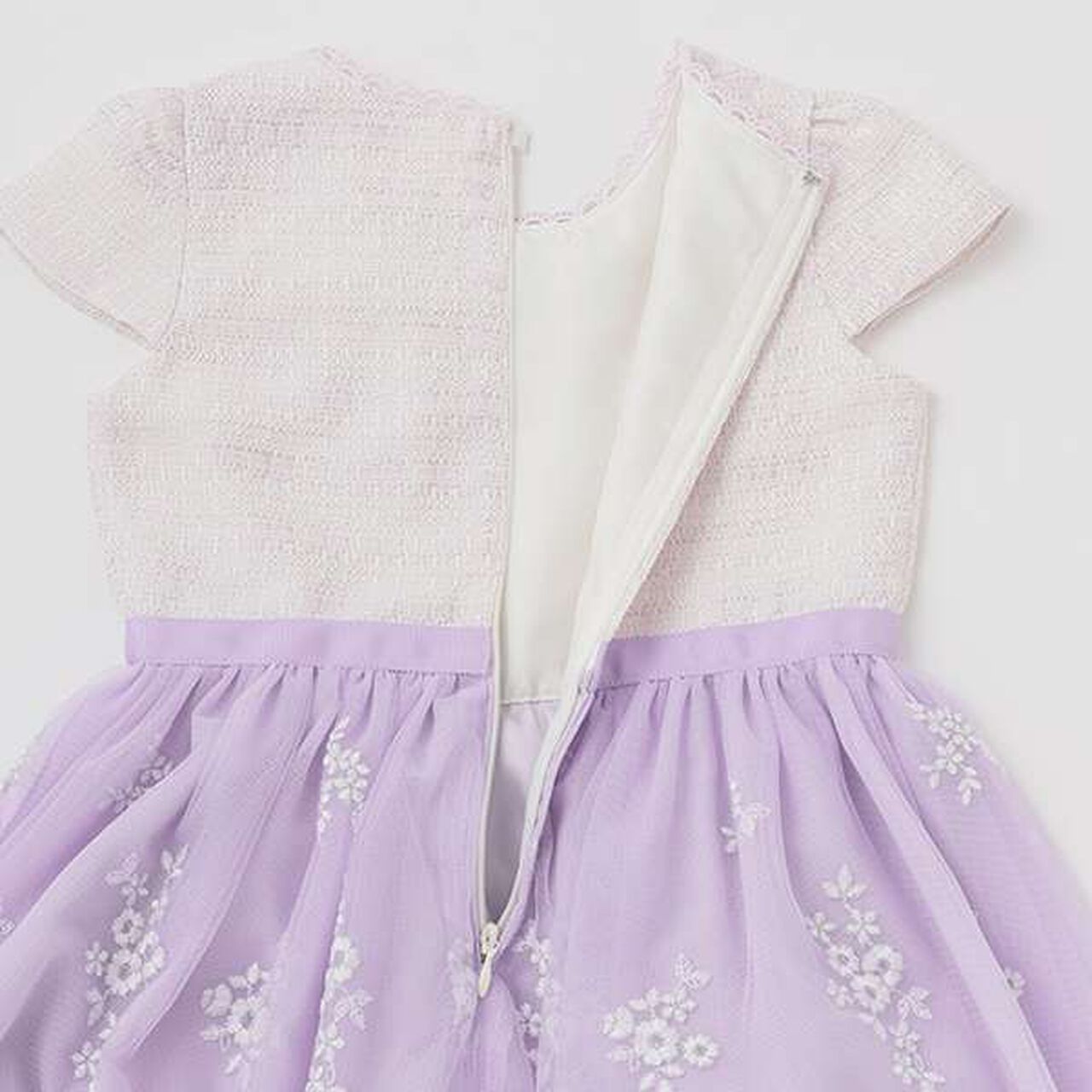 Tweed & Tulle Lace Embroidered Docking Dress,Lavender, large image number 10