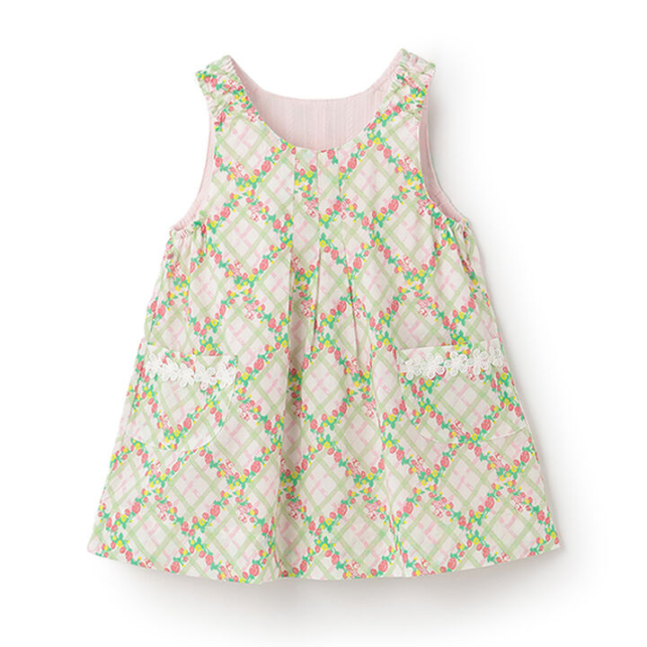 Strawberry Pattern Reversible Jumper Skirt,Sax blue, medium image number 8