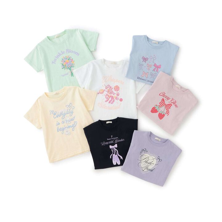 [100% Cotton] Sherbet T-Shirt [UV Cool Touch & Shape-Retaining] Assorted 7 Patterns T-Shirt [Kids Girls],Pearl white, medium image number 13