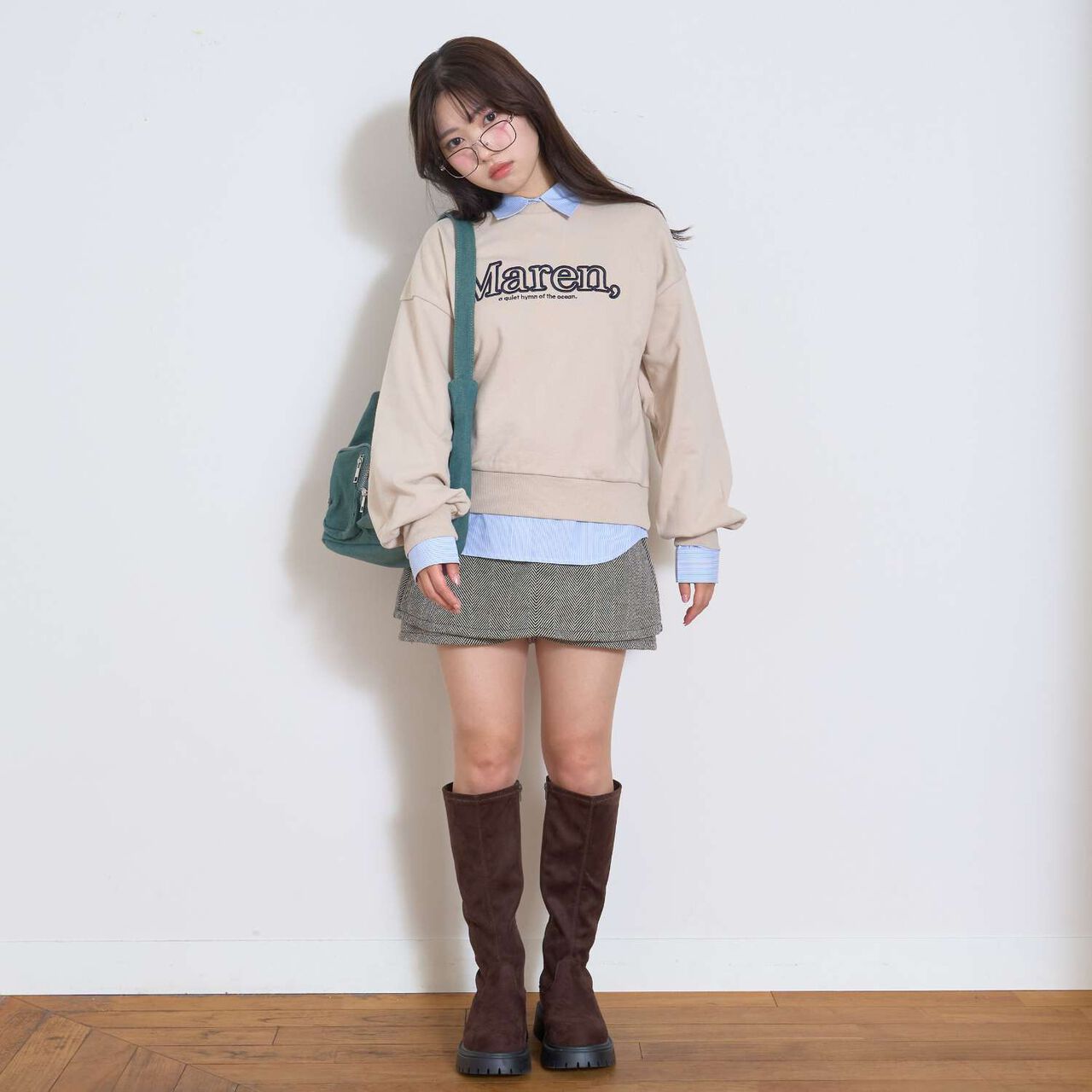 [Instant Cute Top] 3D Logo Embroidery Basic Sweatshirt,Off white, large image number 7