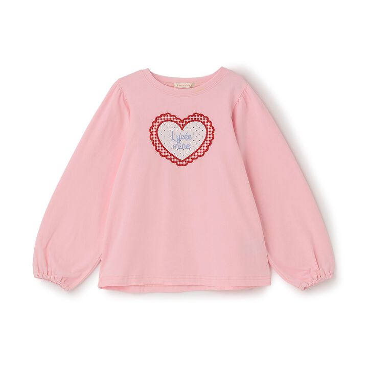 Quick-Dry UV Heart Print Puff Sleeve T-Shirt [Lycee Mine Ballet Series],Lavender, medium image number 2
