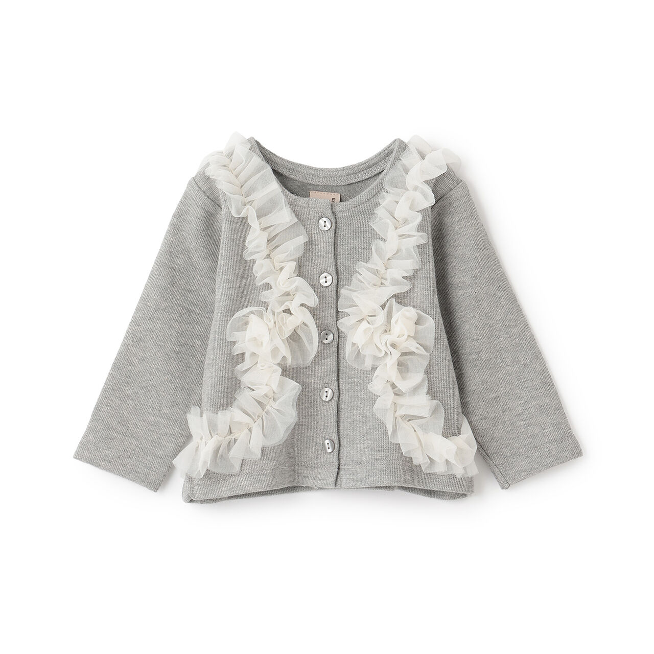 [Link] Tulle Frill Cut Cardigan,Ivory, large image number 4