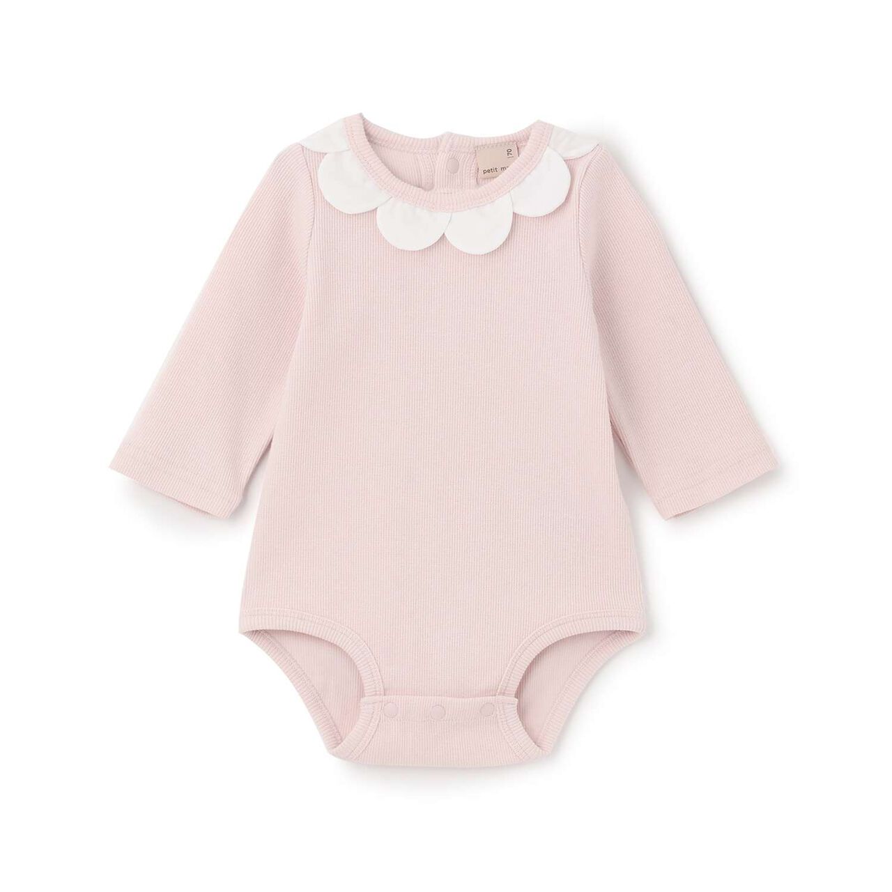 Scallop Trim Collar Romper,Light pink, large image number 0