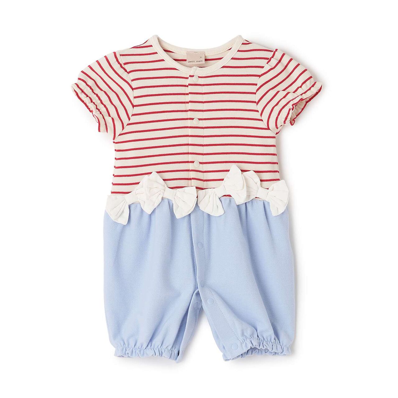 Stripe Pattern 2-Way All-in-One with Ribbon,Red, large image number 4