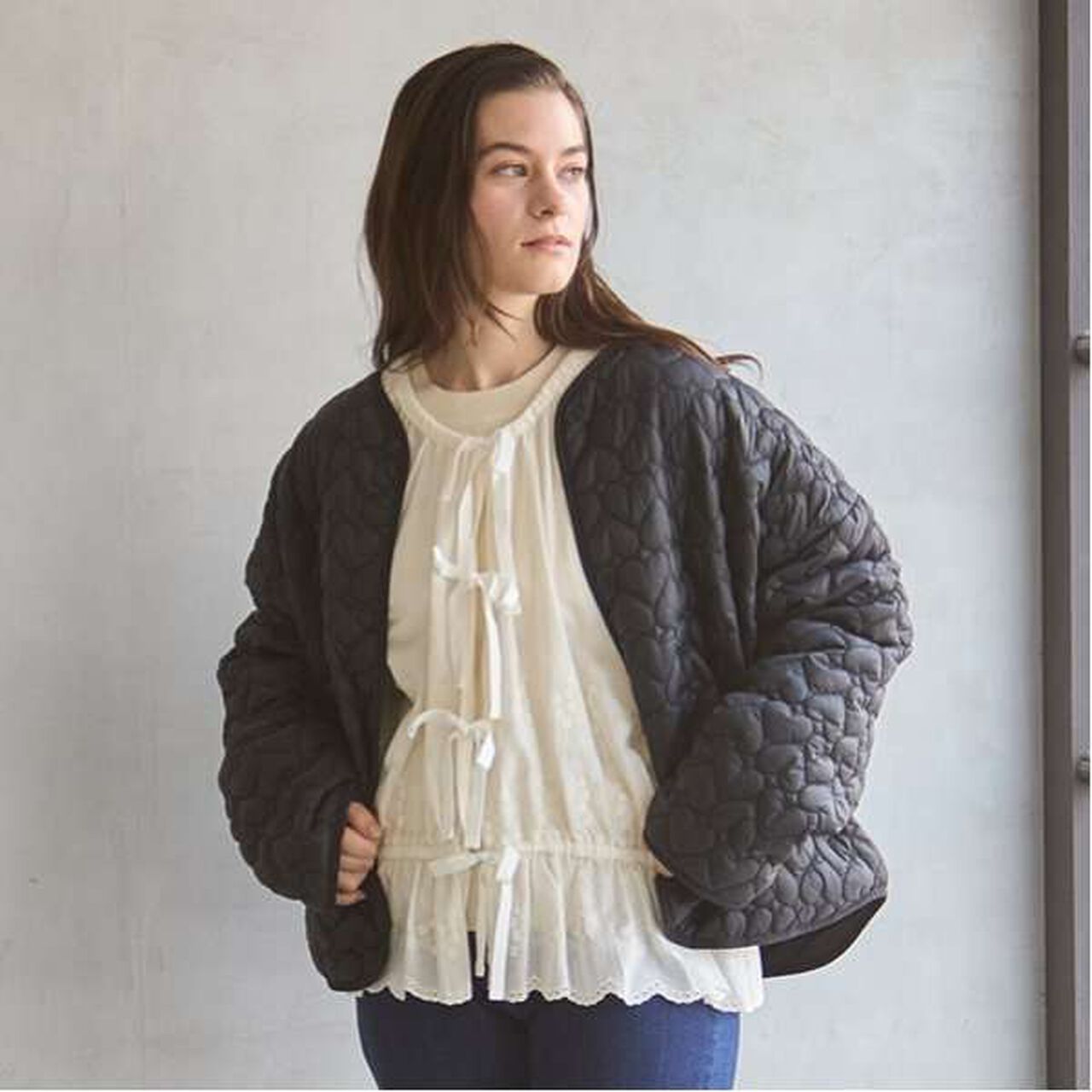 [Link] Assorted Quilted Jacket,Black, large image number 0