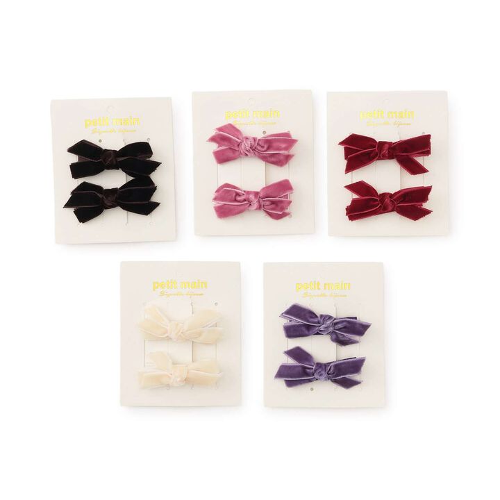 Velour Ribbon Hair Clip,Lavender, medium image number 3