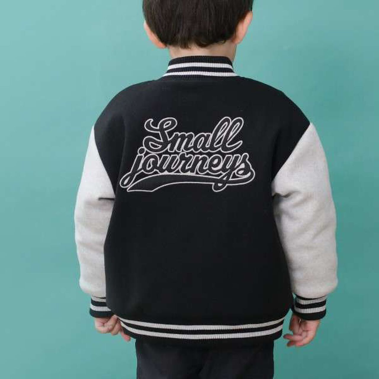 KP Boy Dinosaur Patch Stadium Jacket (90 to 130),Black, large image number 13