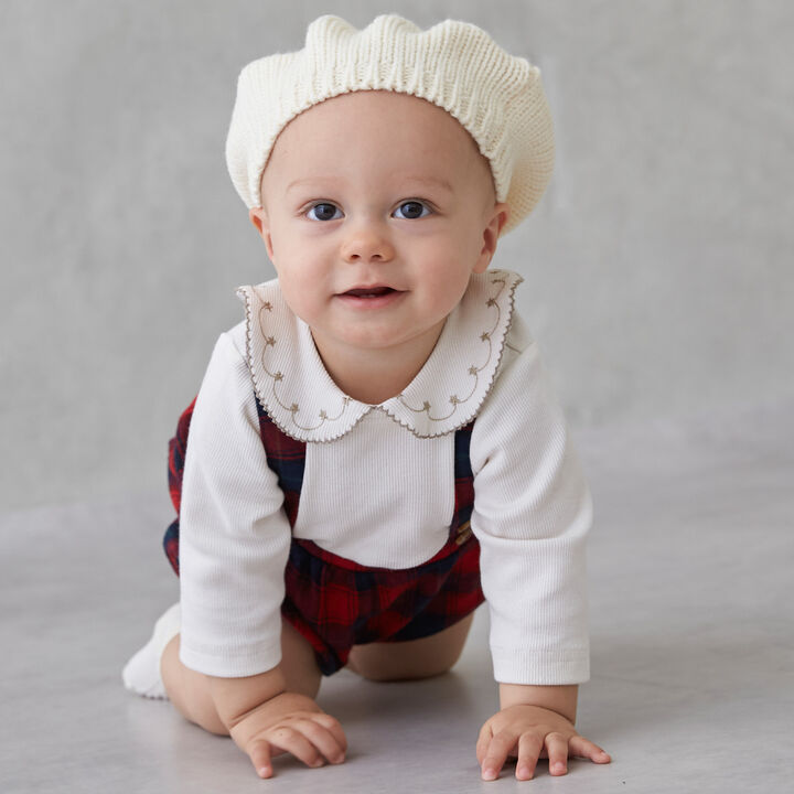 Collared Embroidery Overall Set,Ivory, medium image number 4