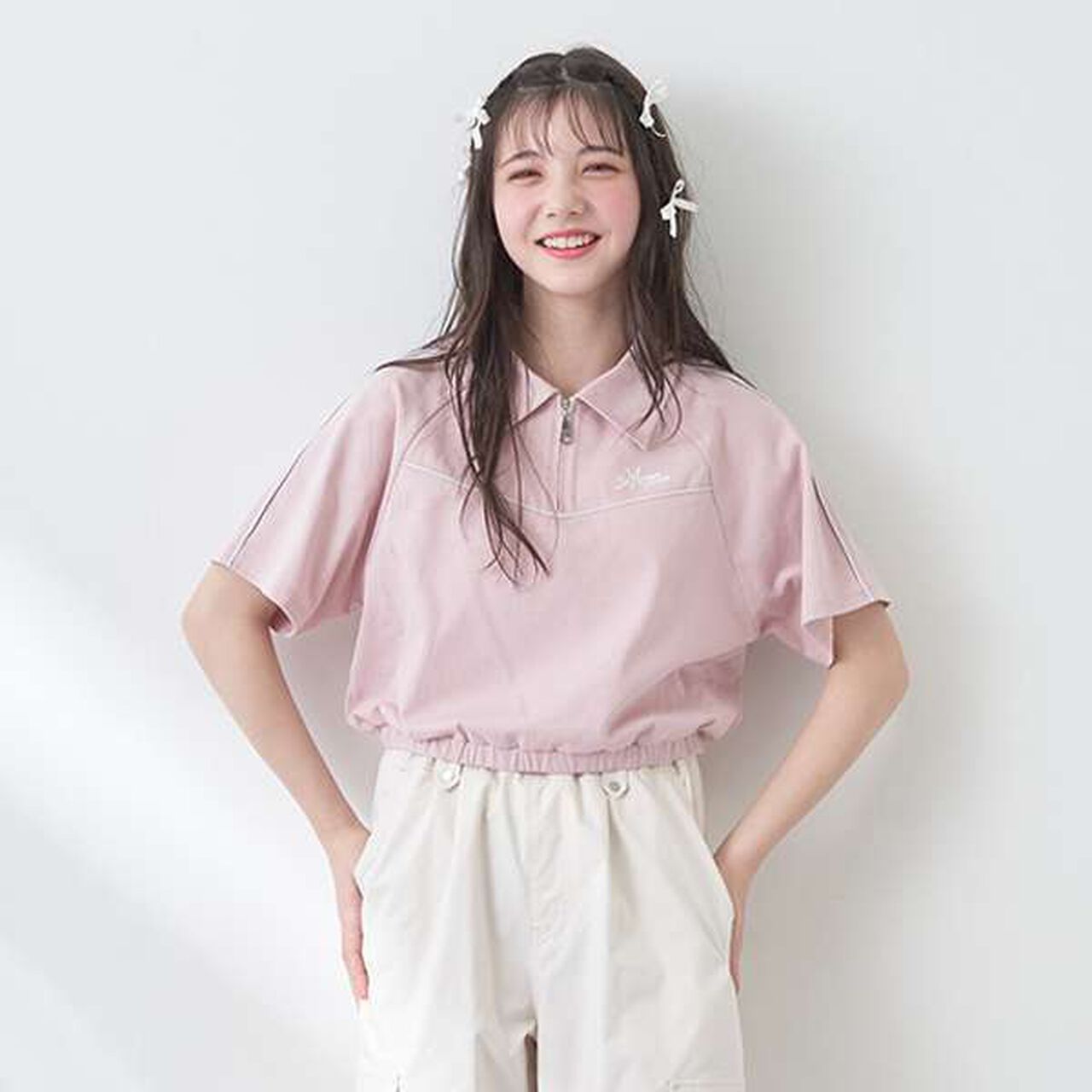 Lame Piping Half-Zip T-Shirt,Navy, large image number 4