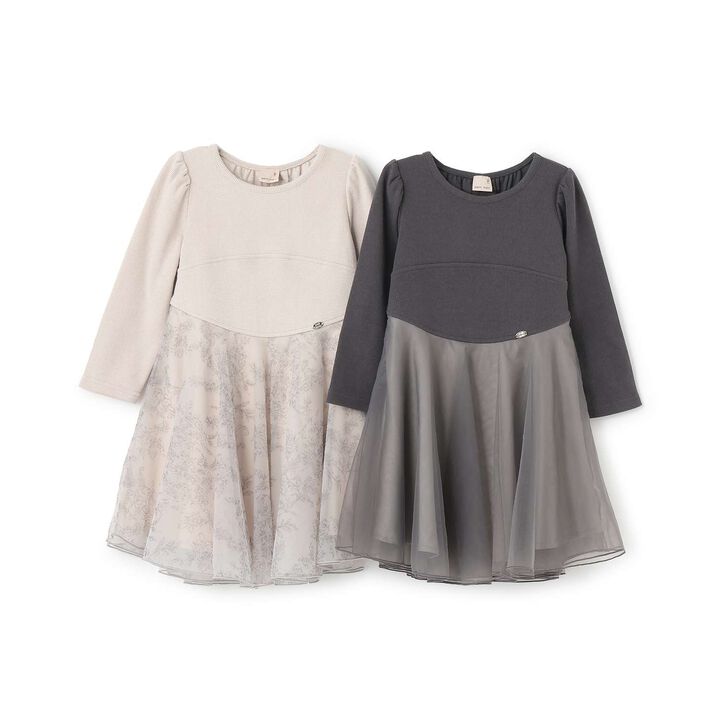 [Link] Flare Tulle One-Piece Dress,Charcoal gray, medium image number 12