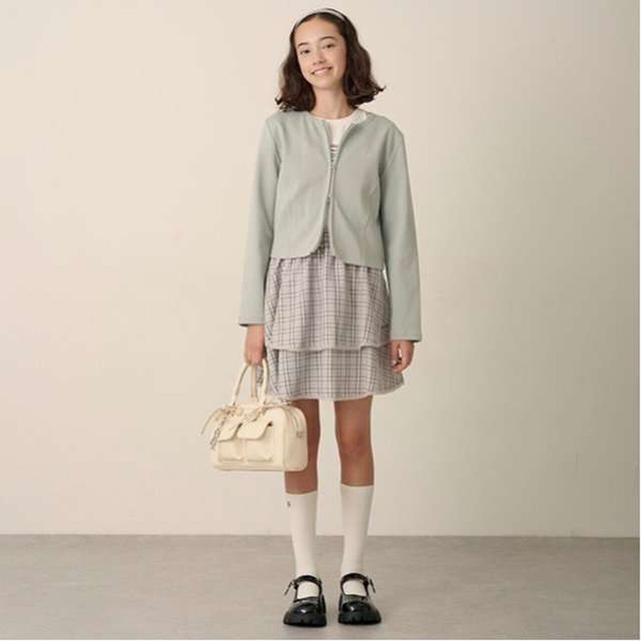 Tiered Frill Skirt with Shorts,Gray, large image number 3
