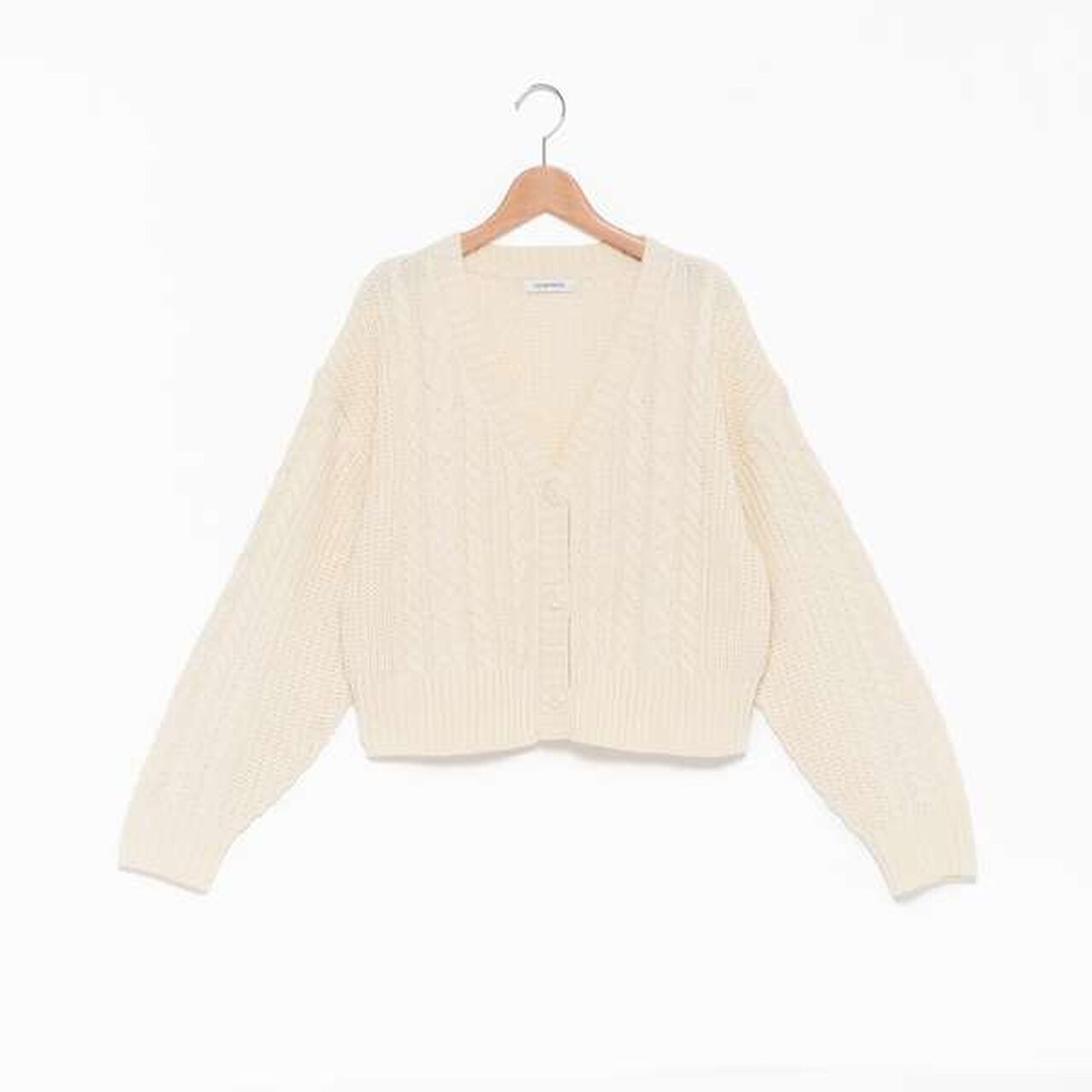 Washable Cable Knit Cardigan,Ivory, large image number 10