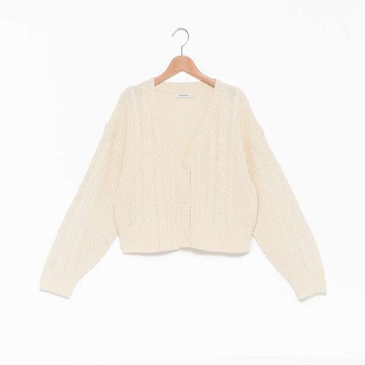 Washable Cable Knit Cardigan,Ivory, medium image number 10