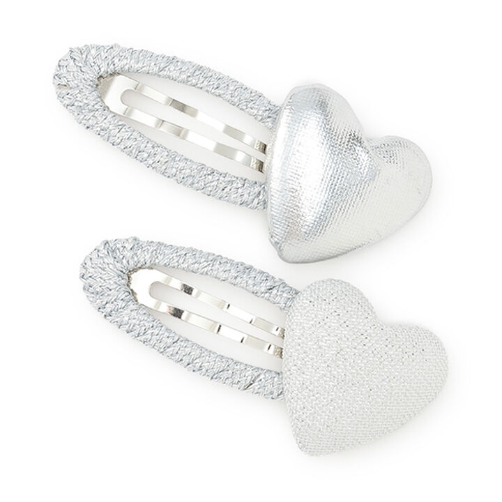 Sparkling Heart Hair Clip 2-Piece Set,Gold, medium image number 2