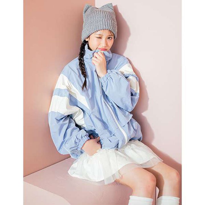 Water-Repellent Fleece-Lined Warm Color Block Track Jacket,Light beige, medium image number 3